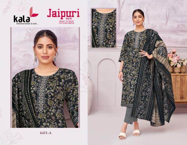 Kala Jaipuri Vol 6 Cotton Printed Kuri Bottom With Dupatta